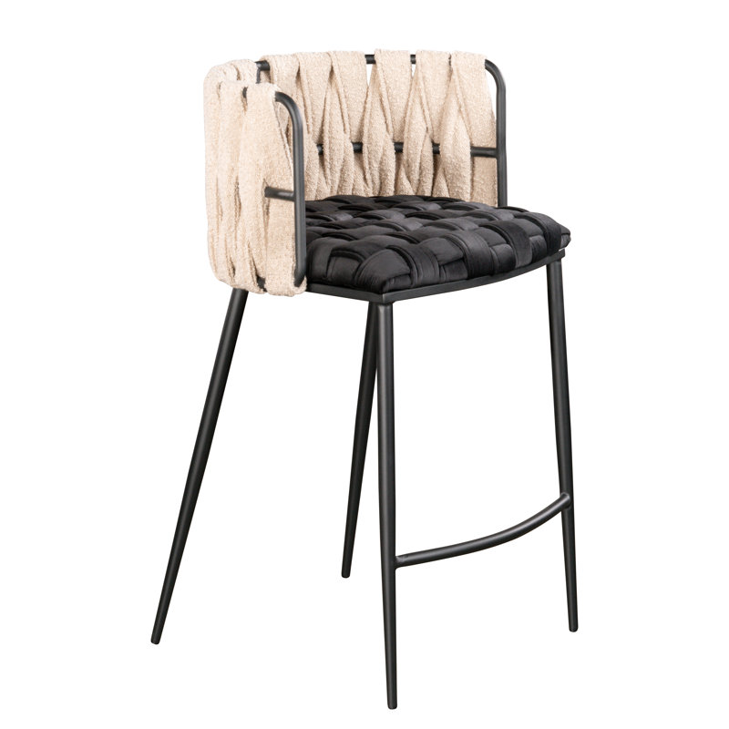 Tabouret de comptoir 27 po Tyrone, Blanc/Noir, Noir