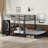 Queen Over Queen Size Bunk Bed Frame With Built-In Wardrobe, Metal Bunk Bed With Desk And Storage Chairs