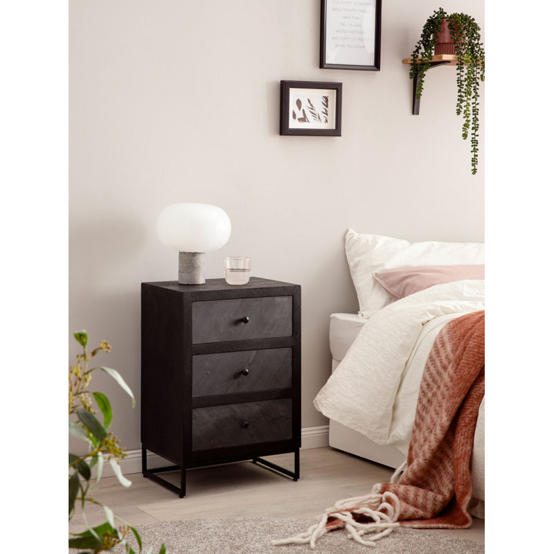 Stankiewicz Solid Wood Bedside Table, Black