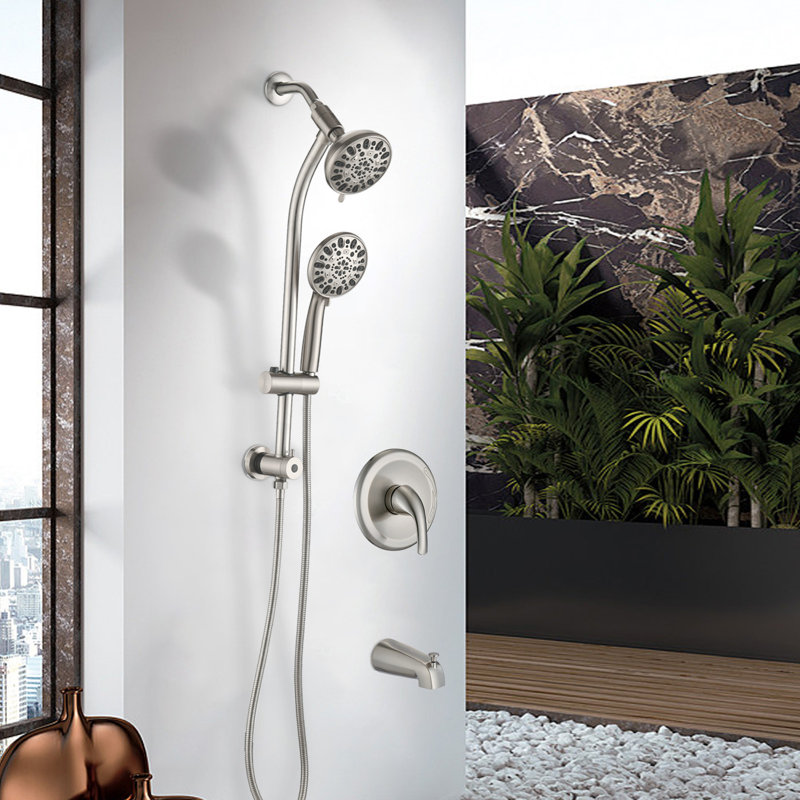 Complete Shower System with Rough in-Valve, Brushed Nickel