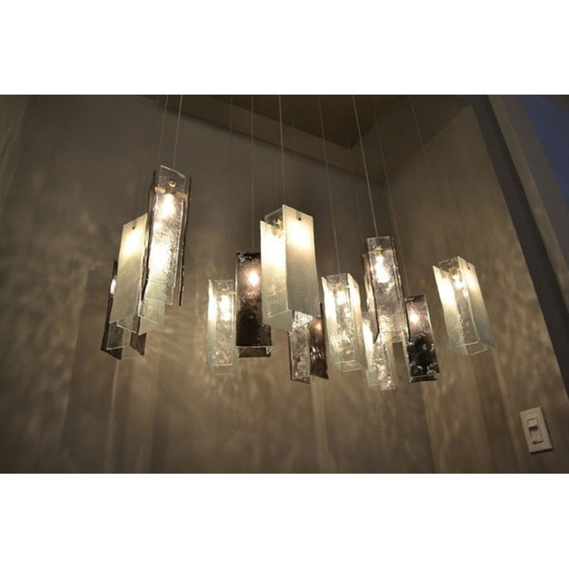 Light Dimmable Rectangle Chandelier, Brushed Nickel, 25