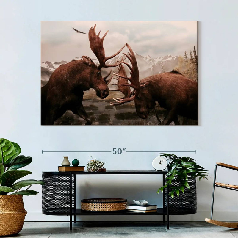 Brampt Moose Battle, 34" H x 51" W
