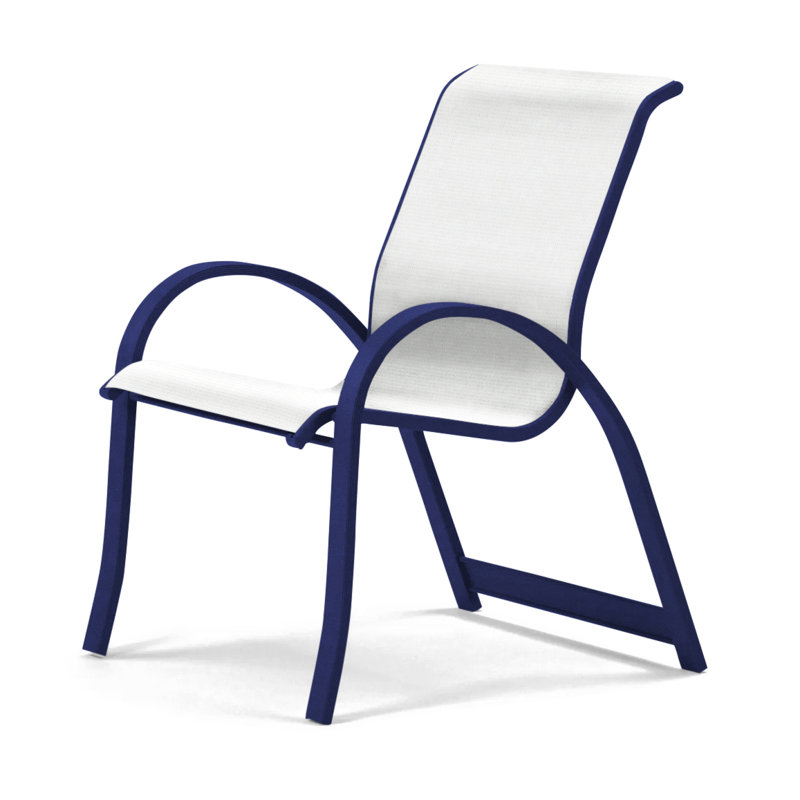 Aruba Stacking Patio Dining Armchair, White, Graphite