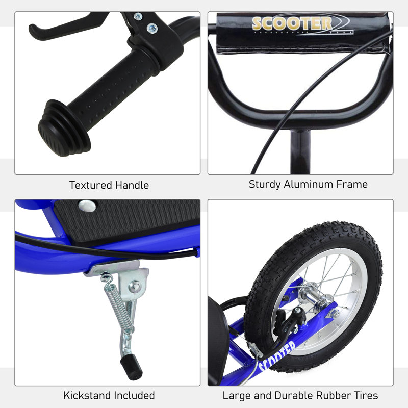 Blue Adjustable Steel Frame Kick Scooter with Dual Brakes