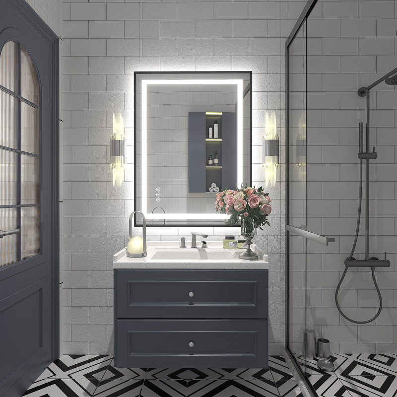 UL Certified Front & Back LED Anti-Fog Tempered Glass Framed Bathroom/Vanity Mirror - Basics by Wayfair™, 32" x 24"