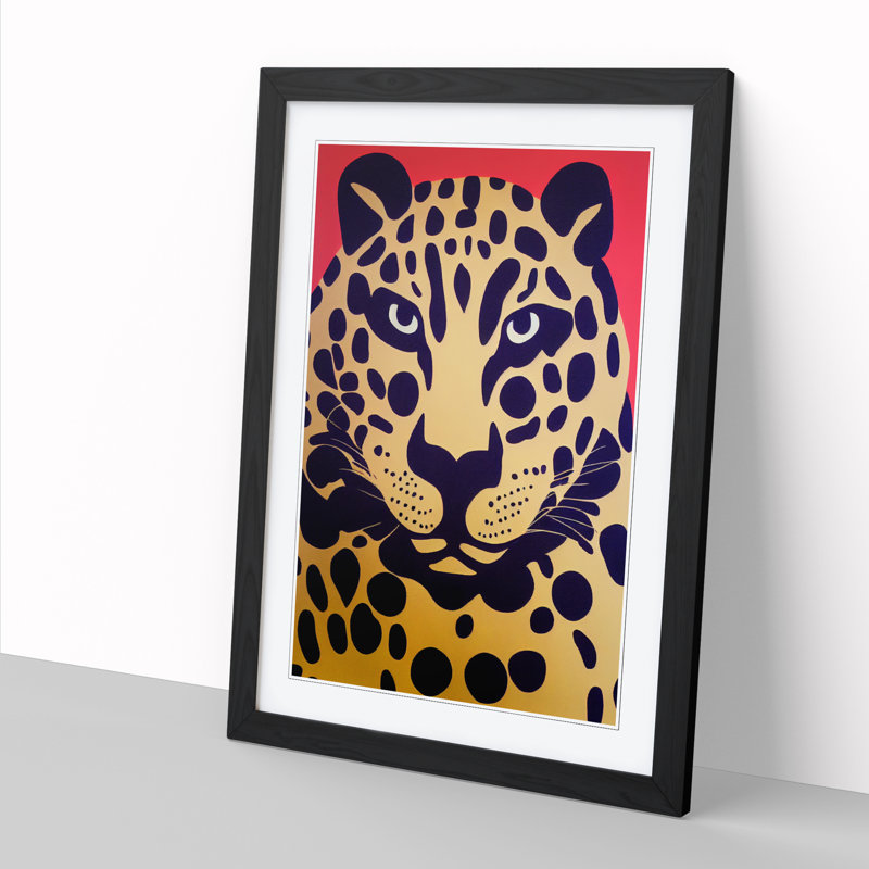 Leopard Contemporary Art - Picture Frame Print, Black, 34cm H x 25cm W x 2cm D