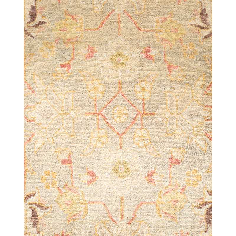 Tapis gris clair en laine noué à la main de conception unique 8 pi x 10 pi 10 po Hayner