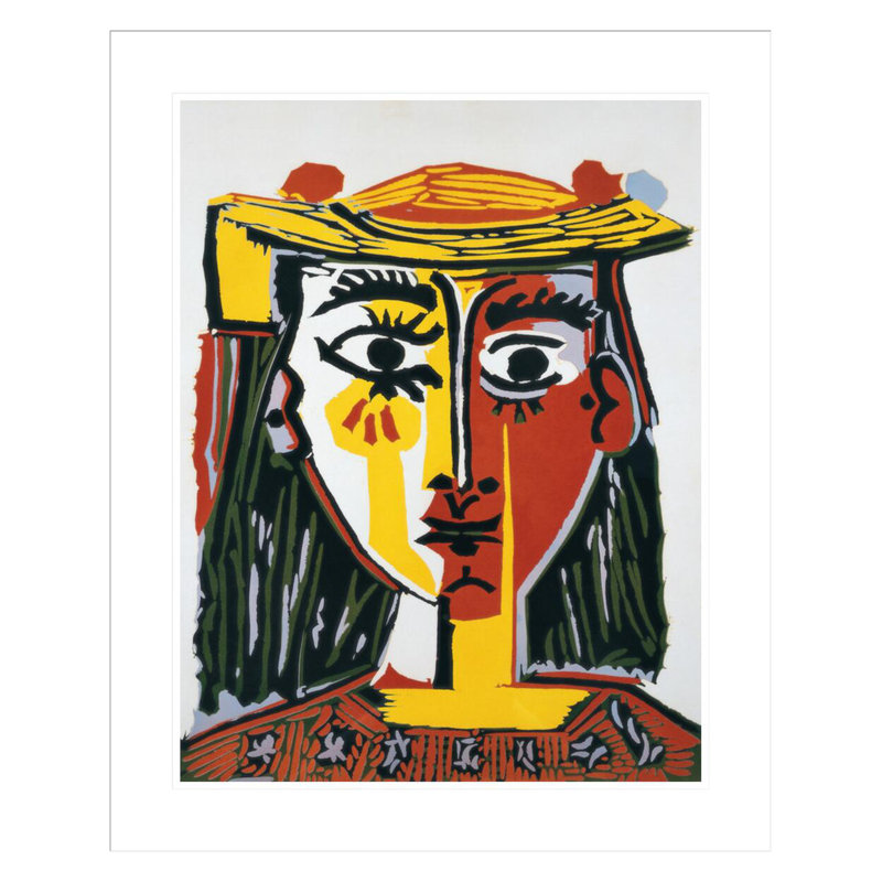 «Bust of a Woman with a Hat» par Pablo Picasso, impression giclée sur cadre, H 28,7 po x l 23,5 po