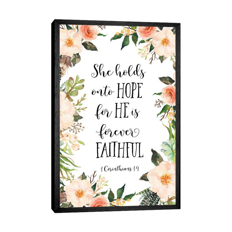 She Holds Onto Hope For He Is Forever Faithful, 1 Corinthians 19 - Print on Canvas, 66.04cm H x 45.72cm W x 3.81cm D