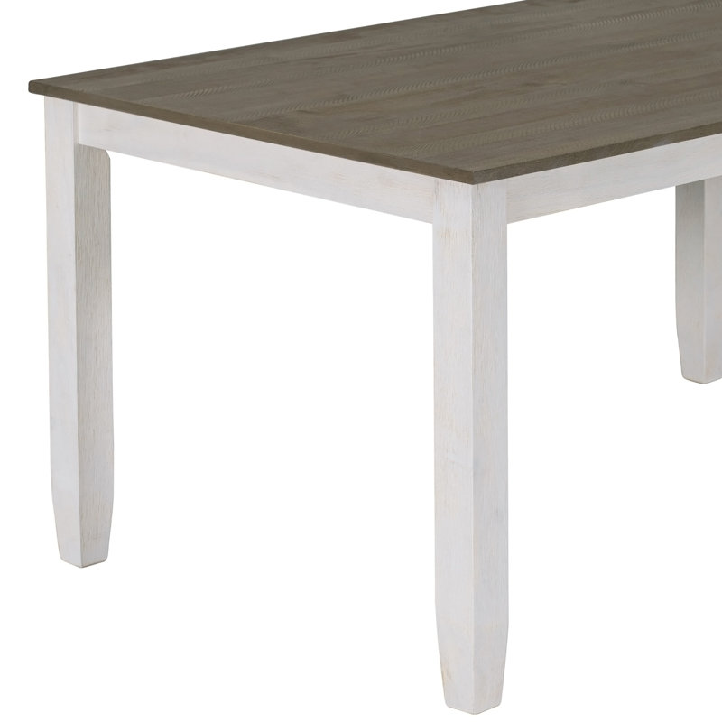 Six-Piece Dining Room Table Set Comprising Four Upholstered Chairs and a Bench for Family Gatherings and Dinner Parties