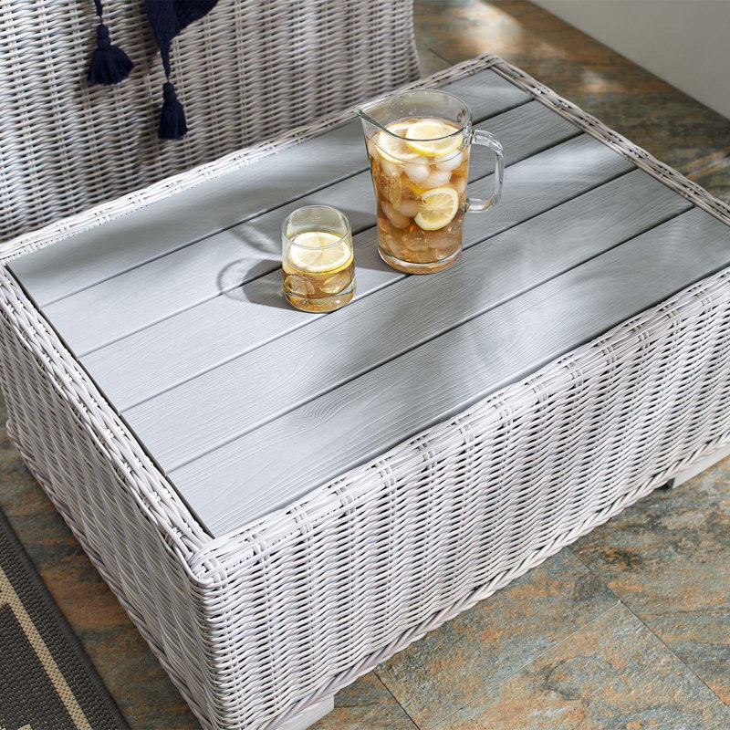 Conway 32" Light Gray Wicker Rattan Outdoor Coffee Table