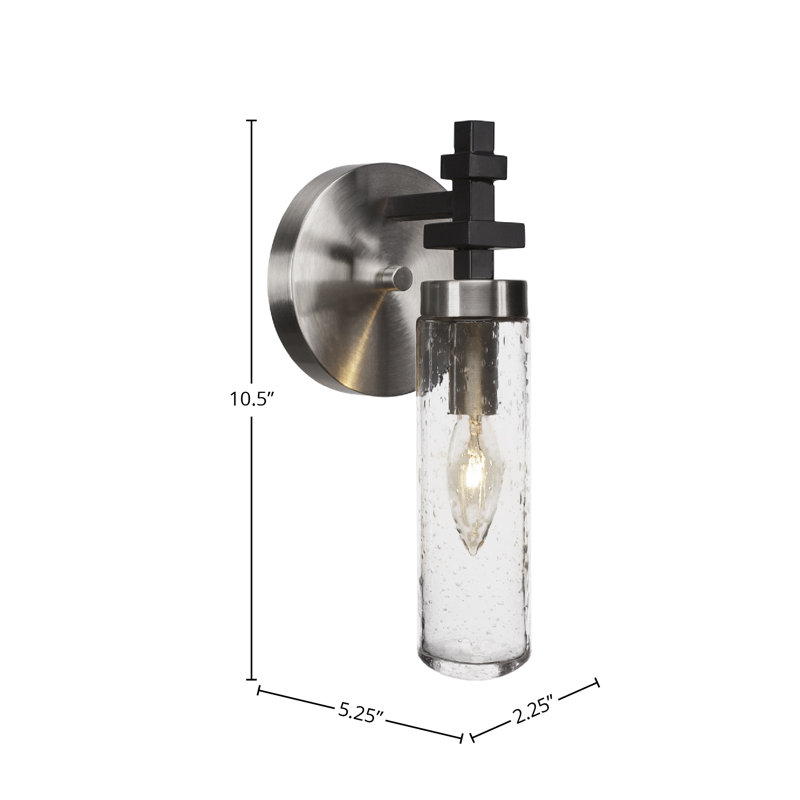 Salinda Wall Sconce, Clear Bubble, Matte Black/Brushed Nickel