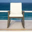 Chaise berçante de patio en bois d'acacia - conception d'inspiration côtière avec coussins amovibles?-710447994-710448004