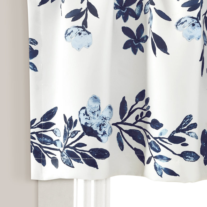 Tanisha Floral Tailored Window Valance, Navy/White
