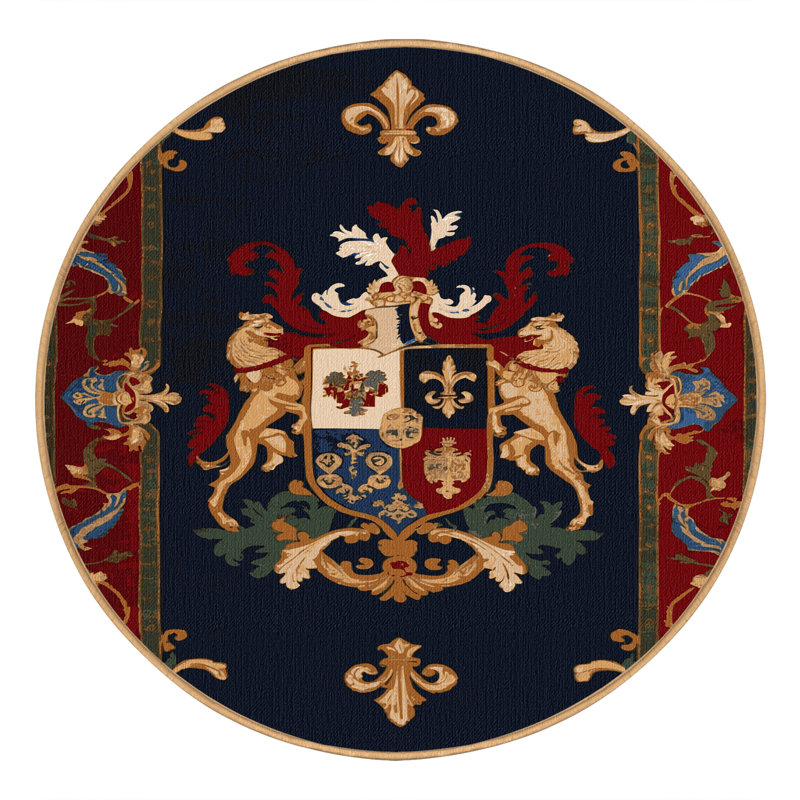 Tapis brun français lavable à la machine, Rond 3 pi
