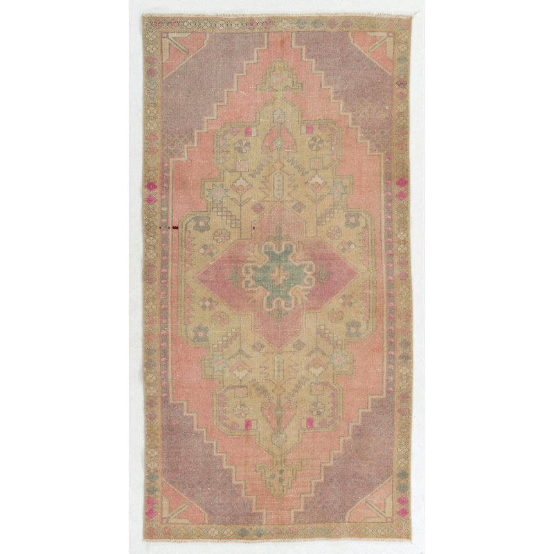 Tapis turc rétro noué à la main à motif géométrique