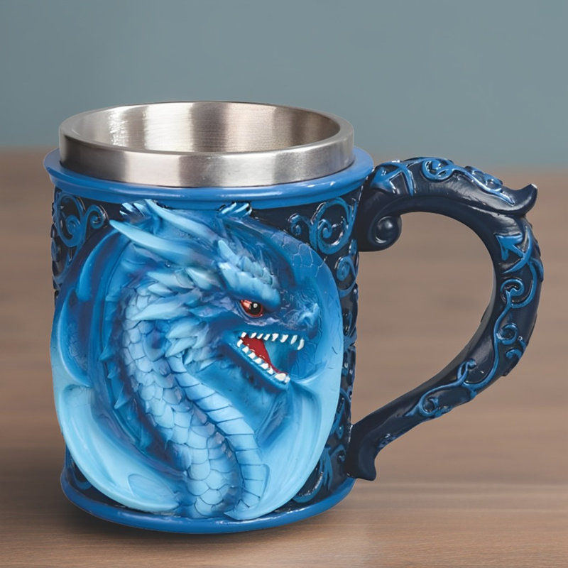 Tasse de dragon bleu 6 "H