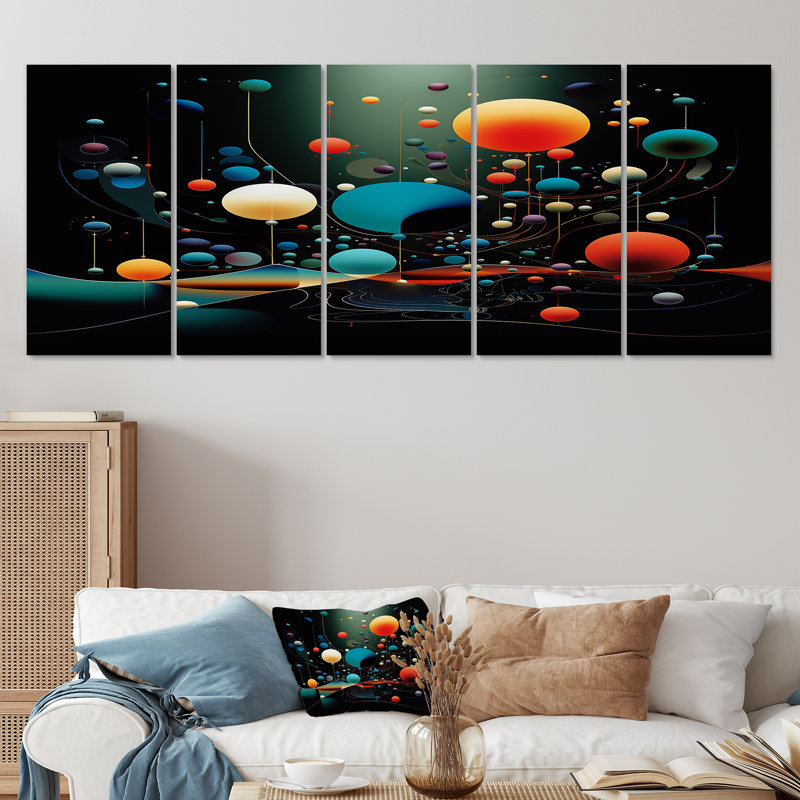 Caitlyn - Ensemble de 5 décorations murales à paysage abstrait, H 28 po x l 60 po