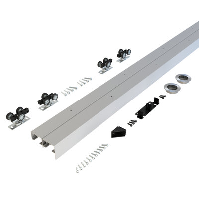 JUBEST Bypass Sliding Door Hardware, Bypass Wardrobe Closet Door Hardware Set (Door Not Included)
