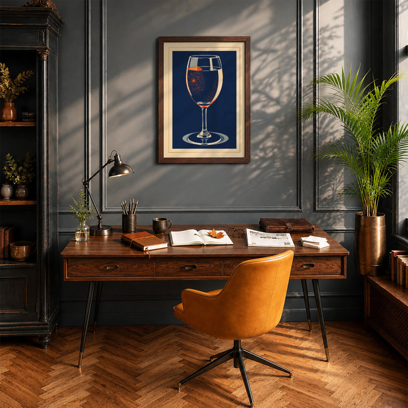 Cocktail & Citrus Mid-Century - Framed Print, A2 - 59.4 x 42.0 cm, Walnut