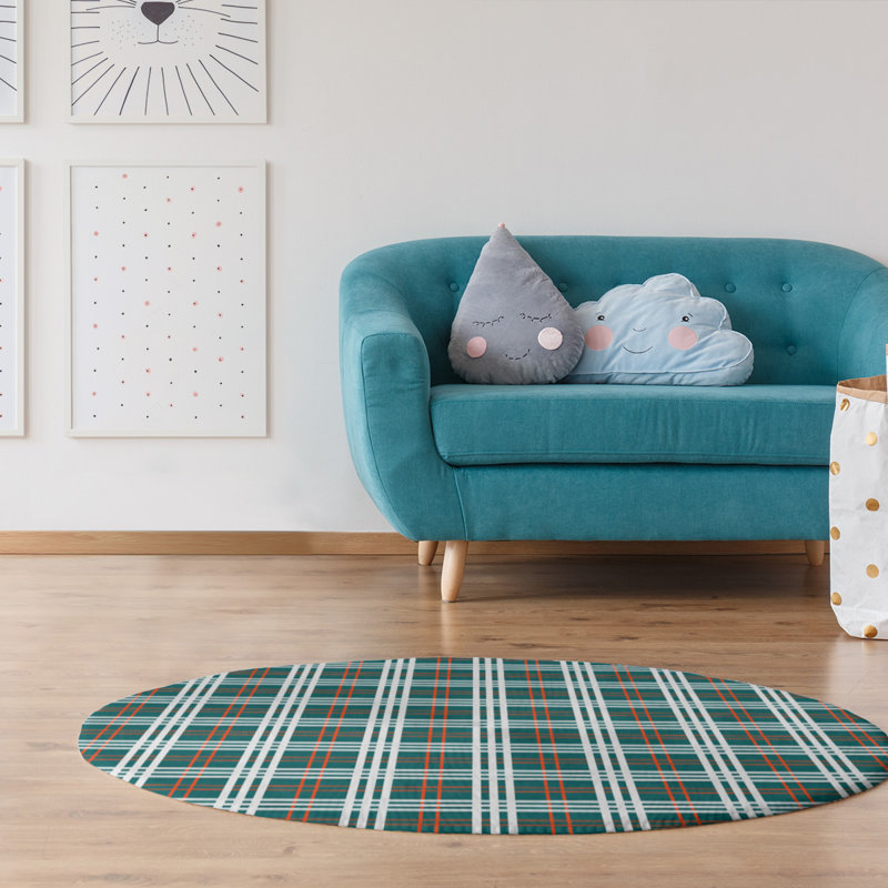 Plaid Indoor Rug, Round 5'