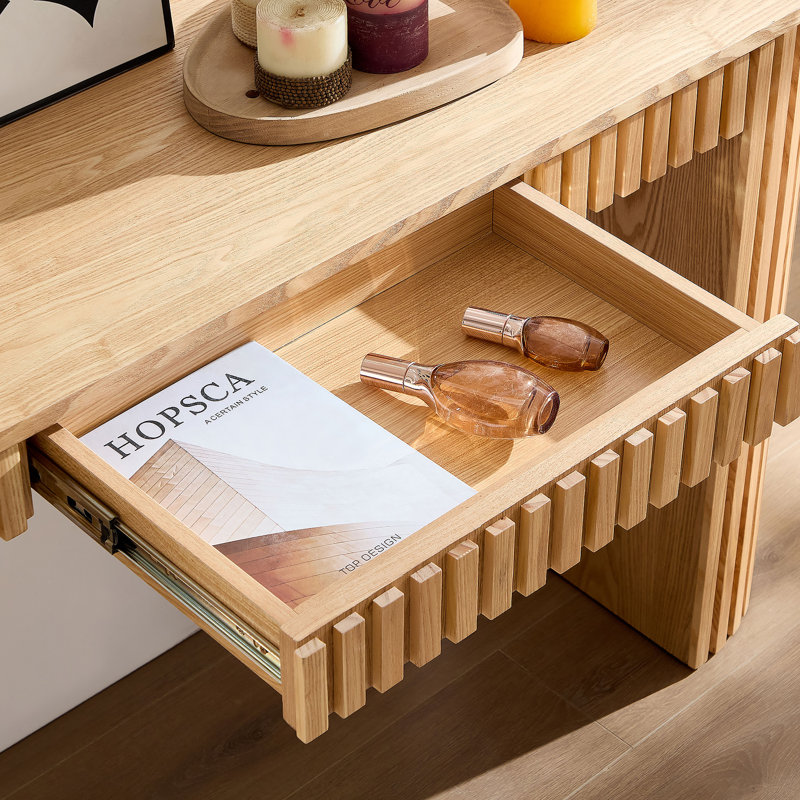 Console moderne avec tiroir - Table d'entrée à rayures verticales pour salon, couloir, vestibule ou bureau