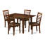 Ensemble de salle à manger 5 pièces pour 4 personnes comprenant une table de cuisine rectangulaire avec rallonge papillon et 4 chaises de salle à manger en similicuir, 91 x 137 cm, acajou-312694138-407576223-412402013
