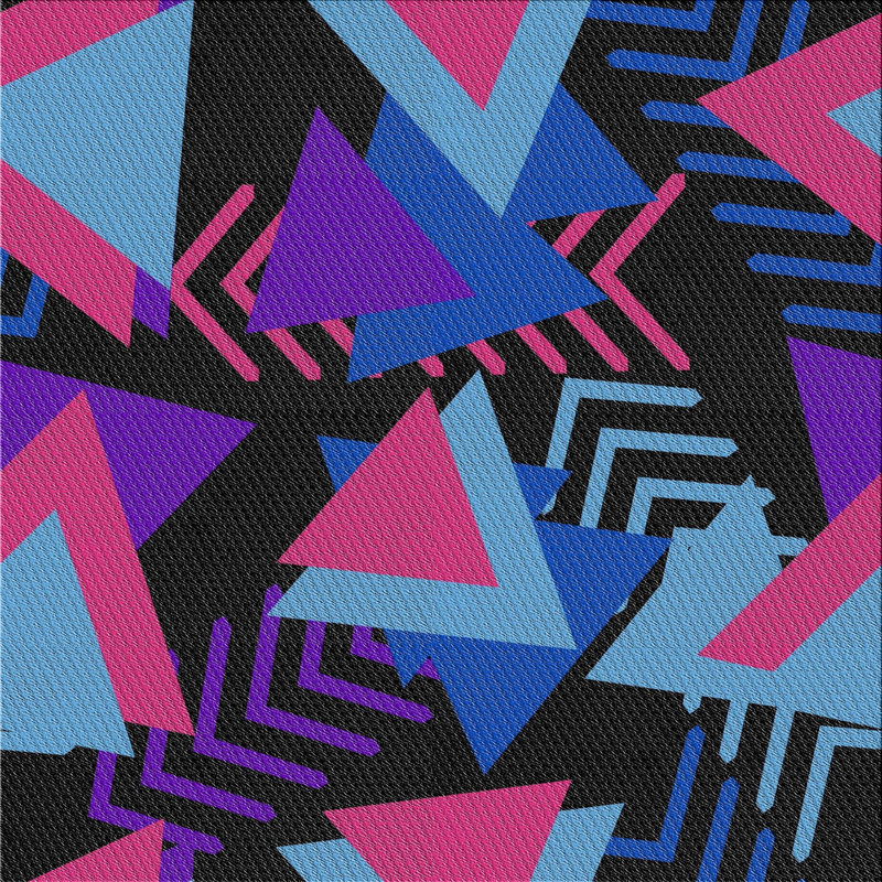 Tapis rose/mauve/bleu tissé à la machine électrique, Carré 4 pi