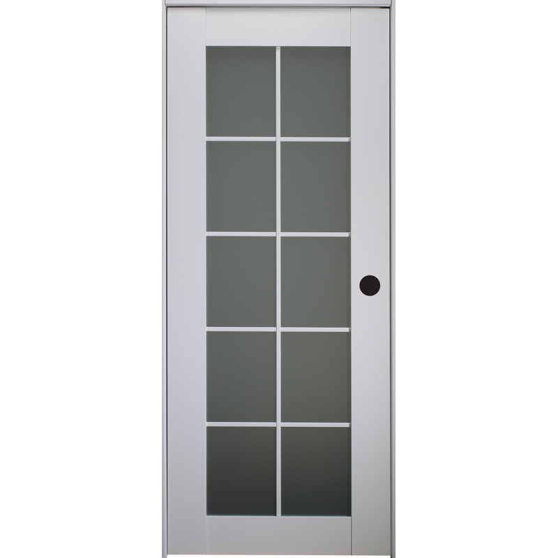 Porte intérieure pré-suspendue en bois manufacturé et en verre Smart Lite 10 Lite Smart Pro, 23,875 po x 95,24 po, Gauche