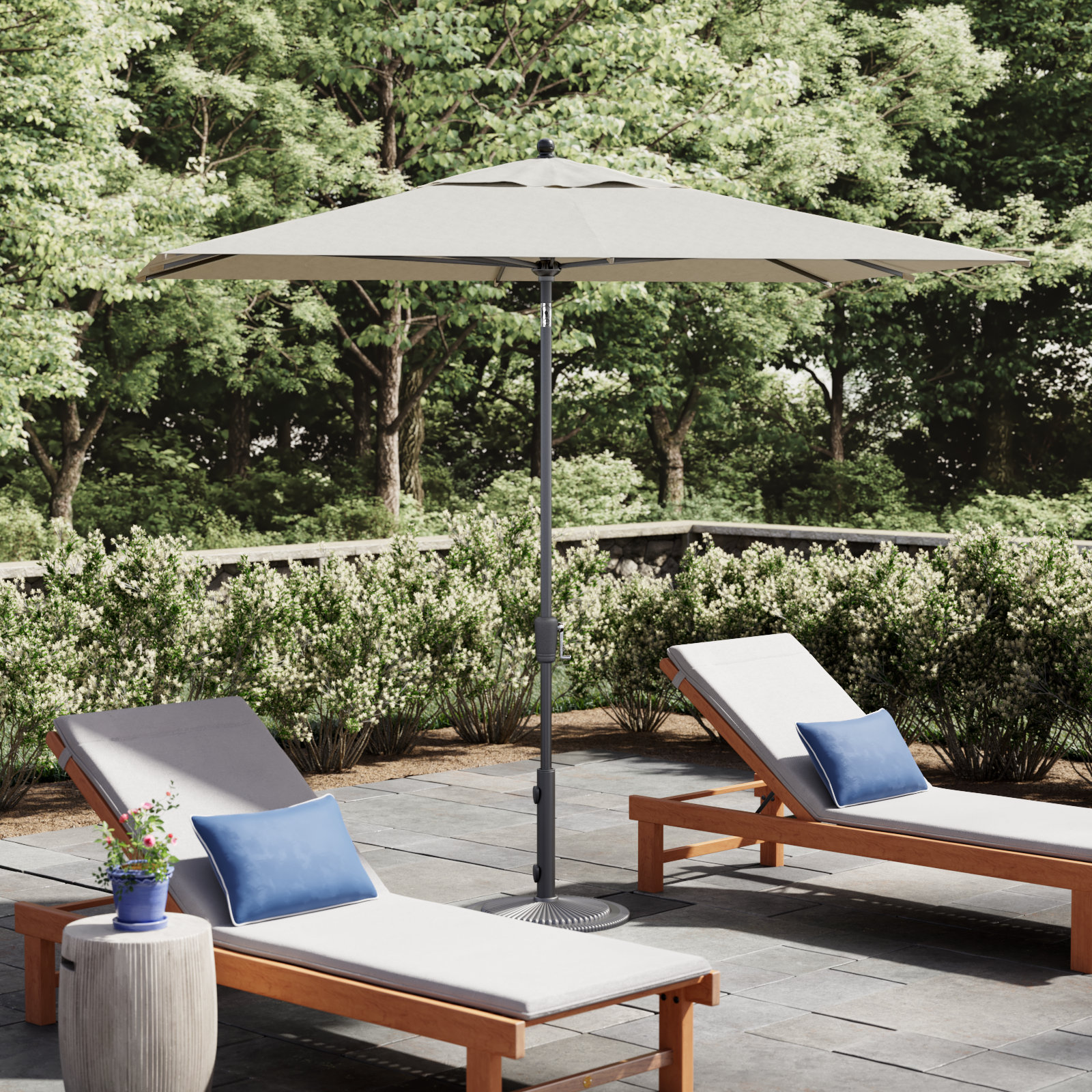 Natalie 8.6' Umbrella, Starring Gray, Canvas Natural Sunbrella® Canvas