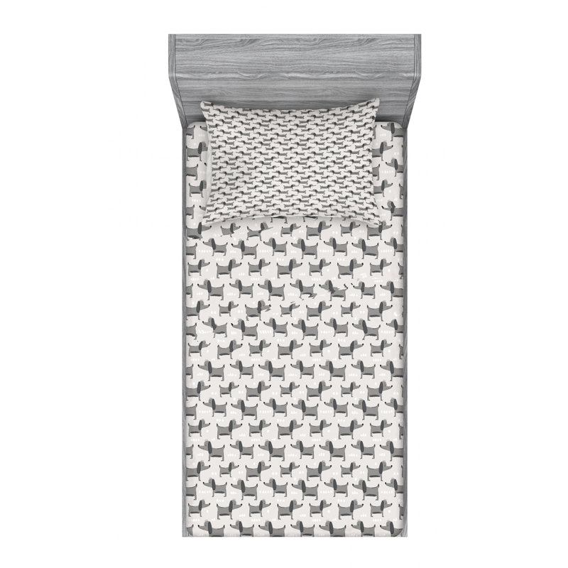 Scandinavian Microfiber Patterned Fitted Sheet, Twin XL Fitted Sheet with 1 Pillowcase