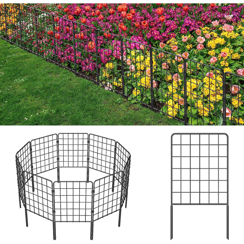 24'' H x 13'' W Black Metal Fence Panels Included