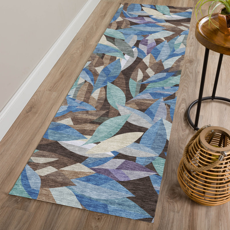 Machine Washable Indoor/Outdoor Jourdan ACN2383 Floral Rug, Runner 2'3" x 7'6"