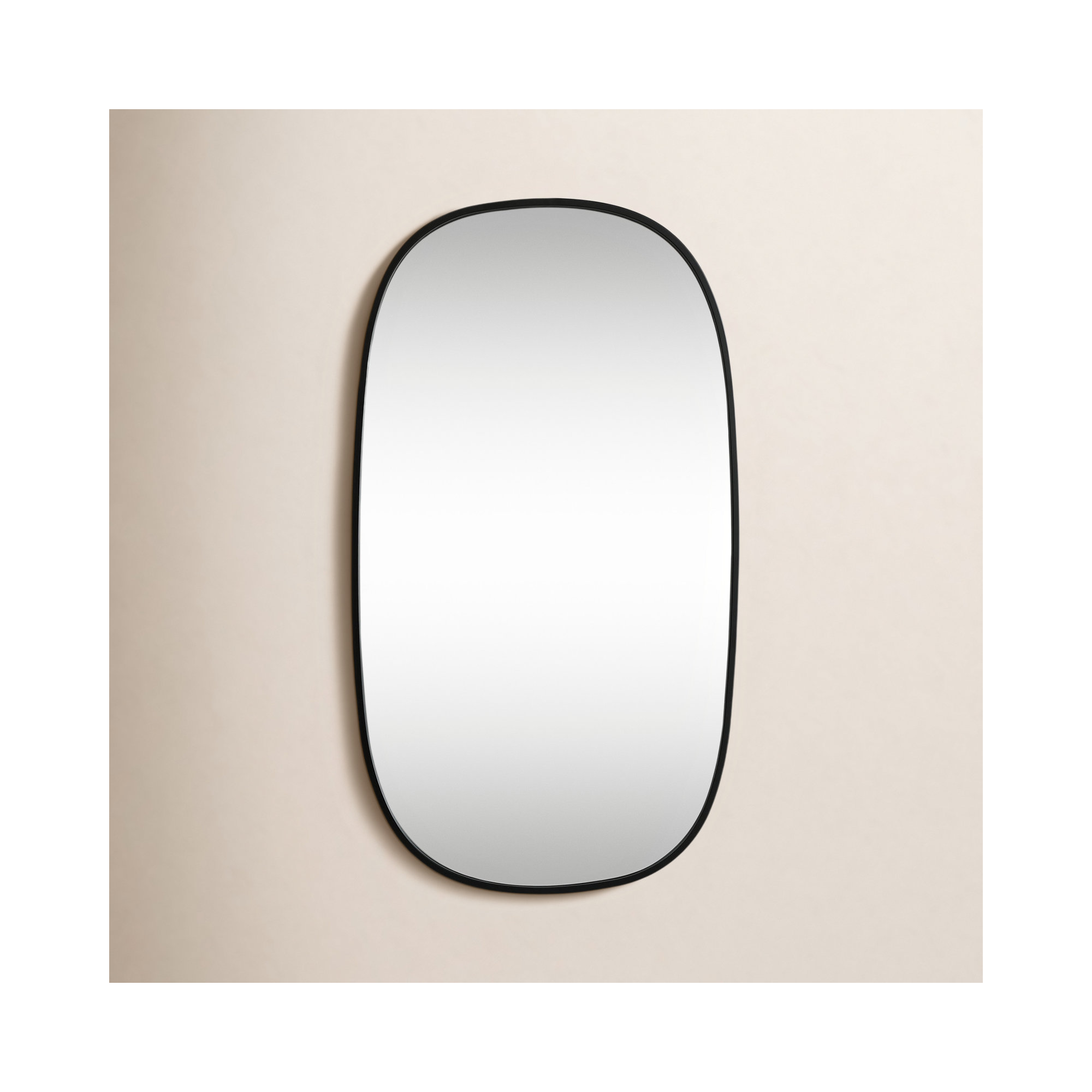 Sabine Metal Curved Oval Wall Mirror, 36" x 20", Black