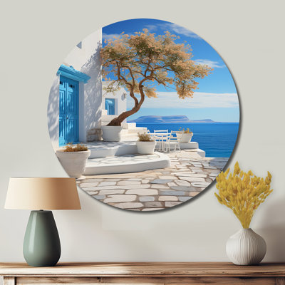 Grèce, harmonie cycladique III - paysages, art rond en métal
