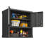 Armoire de rangement murale en métal avec porte verrouillable et 1 tablette 1 tiroir ouvert pour garage, entrepôt, assemblage requis