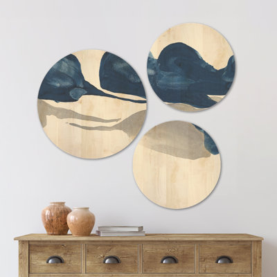 " Gouache Sapphire on Gray III " 3 Piece Art Color Photography Painting