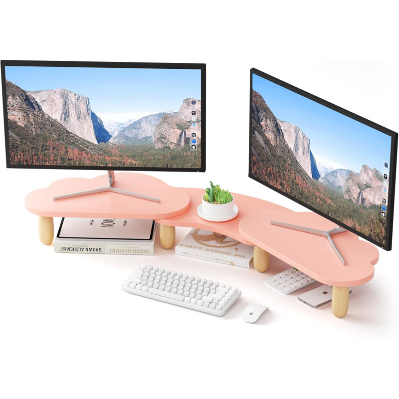 Double support pour écran, organisateur de bureau Rainbow Cloud réglable pour 2 moniteurs