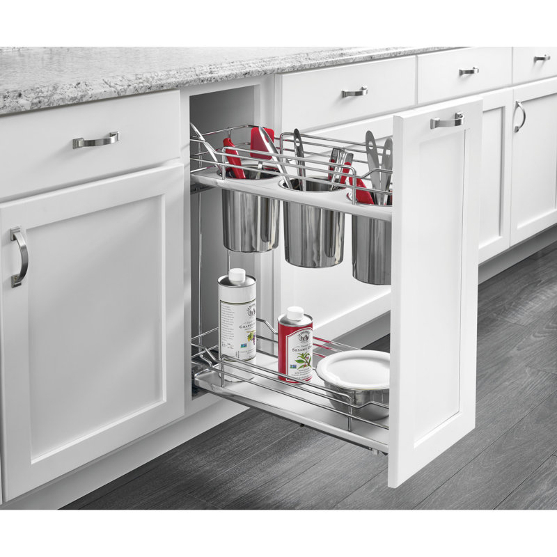 Modern Chrome Two-Tier Utensil Pull Out Organizer