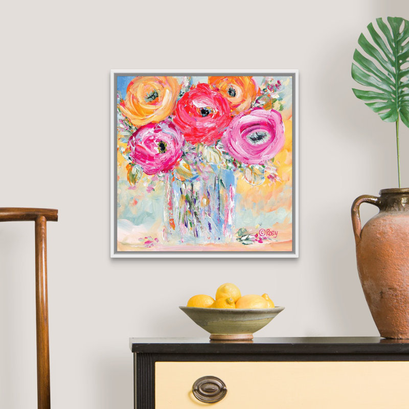 Reproduction d’art sur toile « burst of Bloom » par Robby Ebert, Impression encadrée, H 22 po x l 22 po, Blanc