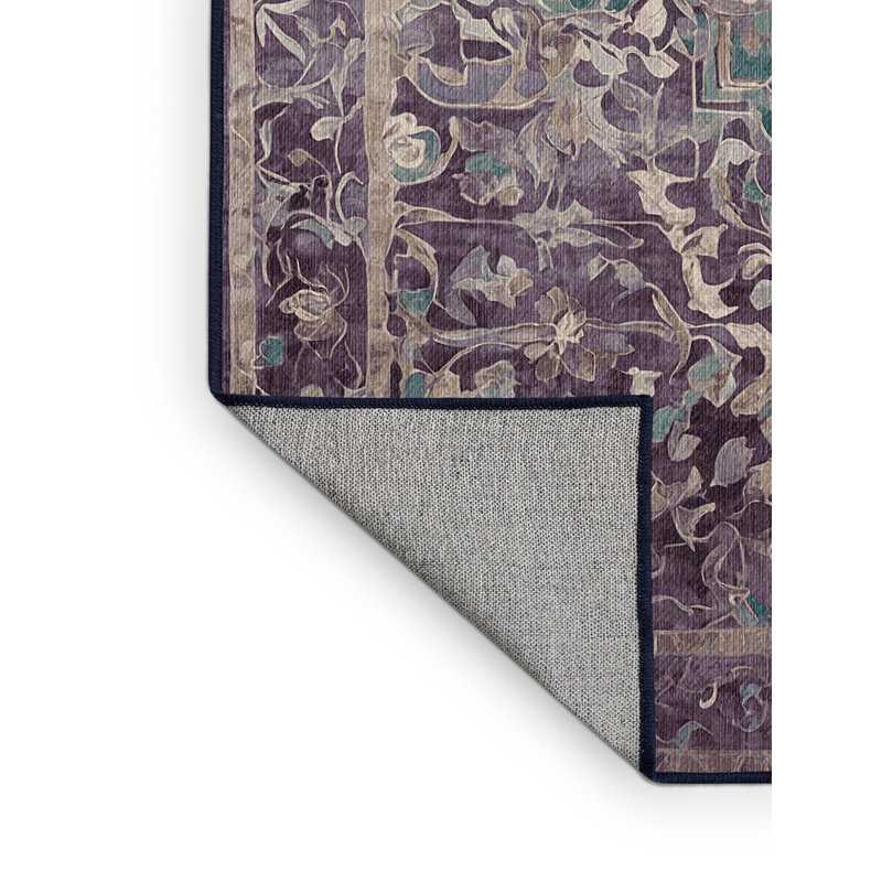 Tapis mauve lavable à la machine, Carré 5 pi