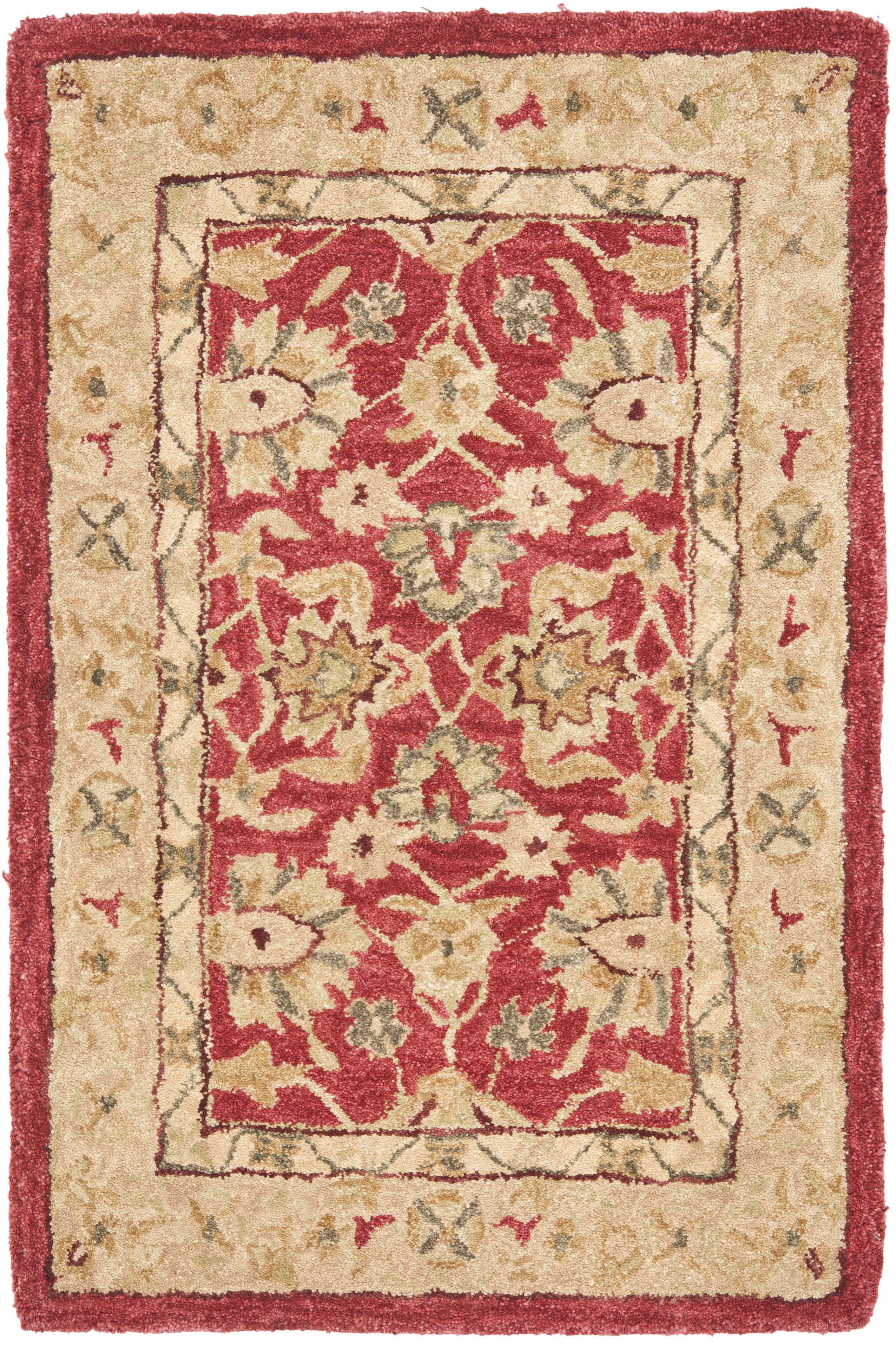 Red Pictorial Isfahan Hand Knotted Persian 2x3 Wool Rug 