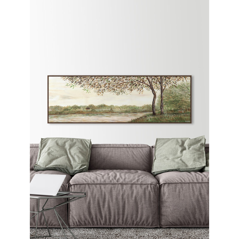 «Watch the Water» - Peinture panoramique sur toile à cadre flottant, L 30 po x H 10 po x P 1,5 po