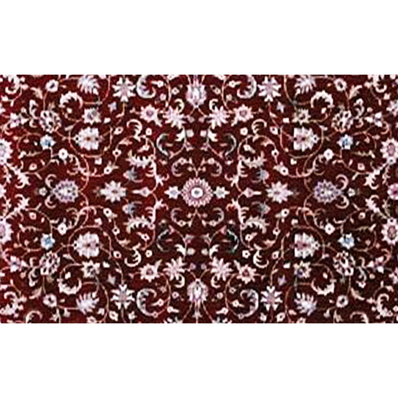 Tapis intérieur de couleur rouge/bleu marine 5 pi x 8 po noué la main one-of-kind Nanette