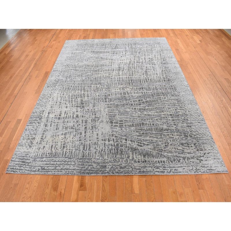 Tapis unique gris de 8 pi 10 po x 12 pi 2 po Aurelja