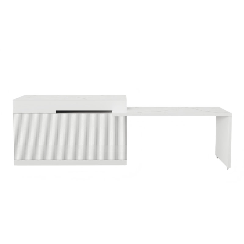 81''-112" Modern Extendable Sintered Stone Kitchen Lsland Withe With Doors And Drawers