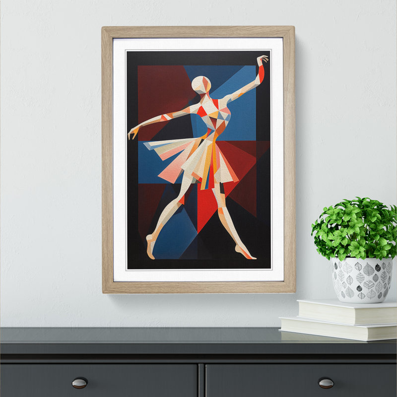 Ballet Dancer Constructivism - Framed Print, 34cm H x 25cm W x 2cm D, Oak