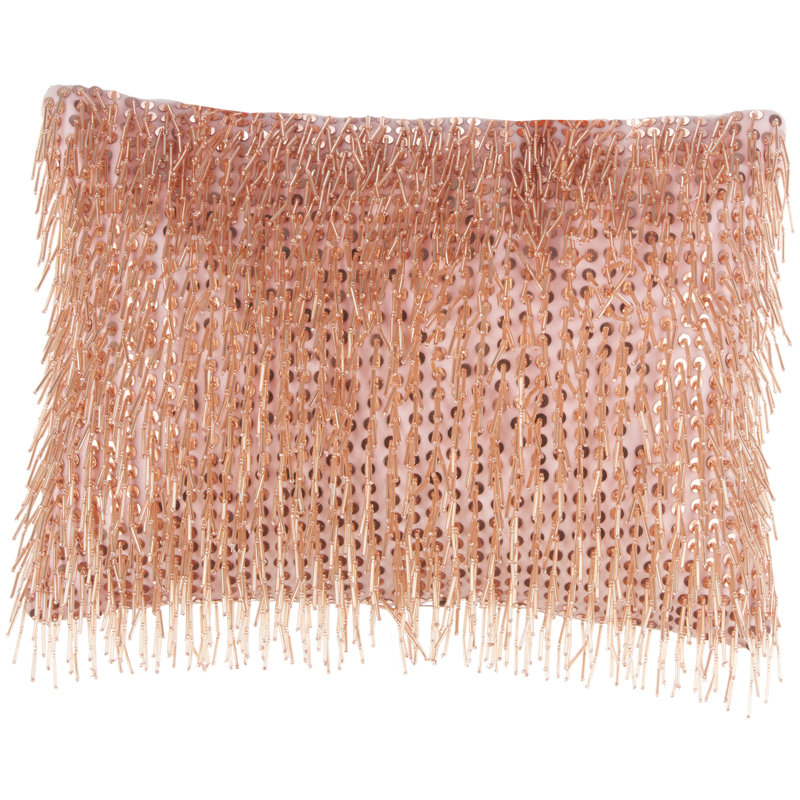 Sequined Cotton Throw Pillow, Blush