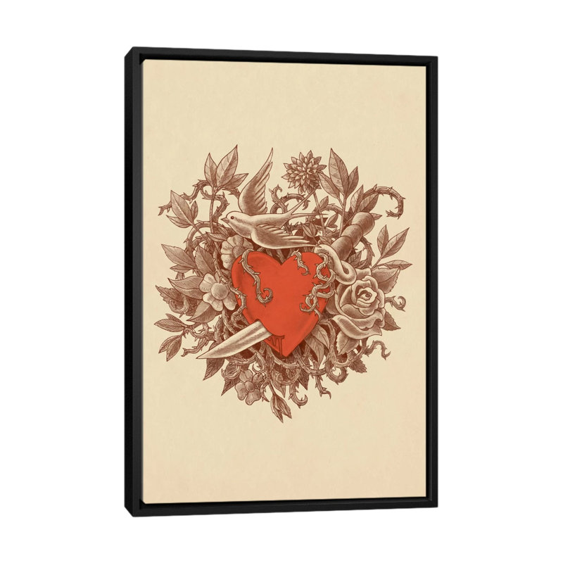 «Heart of Thorns Portrait» par Terry Fan, impression sur toile tendue, H 48 po x l 32 po x P 1,5 po, Toile avec cadre noir