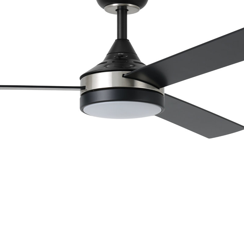 Lukka 52 inch Ceiling Fan, Black, Brushed Nickel